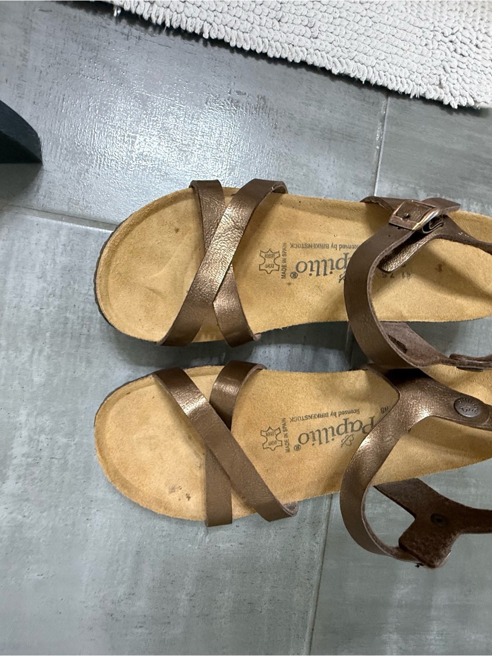 Papapillio Metallic Brown Crisscross Leather Sandals